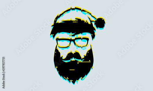 Christmas vector glitch Santa Claus