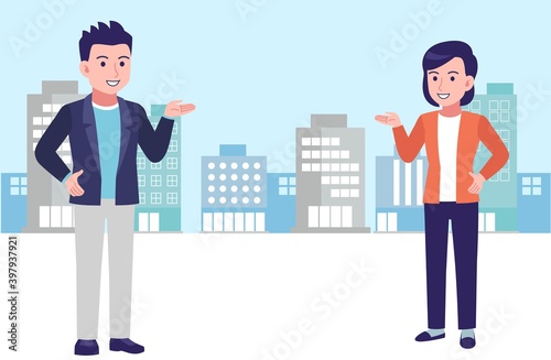 Young and healthy men and women at city