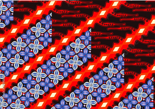 Indonesian batik motifs with very distinctive plant patterns