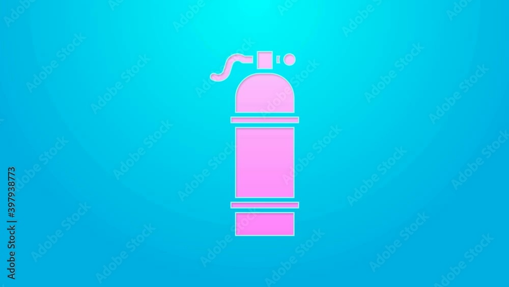 Pink line Aqualung icon isolated on blue background. Oxygen tank for diver. Diving equipment. Extreme sport. Sport equipment. 4K Video motion graphic animation Pink line Aqualung icon isolated on blue background. Oxygen tank for diver. Diving equipment. Extreme sport. Sport equipment. 4K Video motion graphic animation