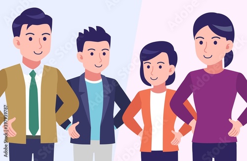 Four young and healthy men and women