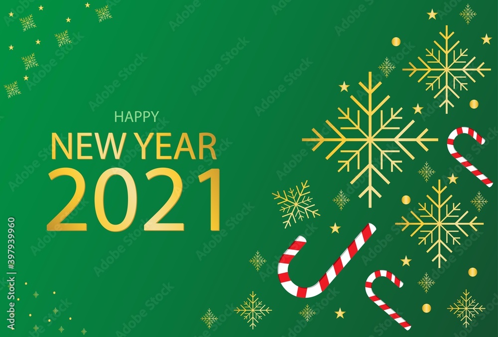 green and gold color new year 2021 greetings design. used for banner and poster templates
