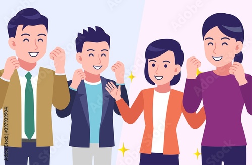 Four young and healthy men and women