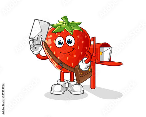 strawberry postman vector. cartoon character