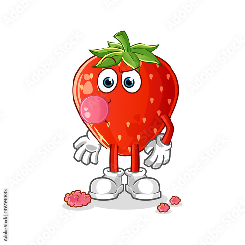 strawberry chewing gum vector. cartoon character