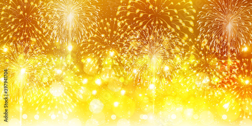 新年　花火　夜空　背景