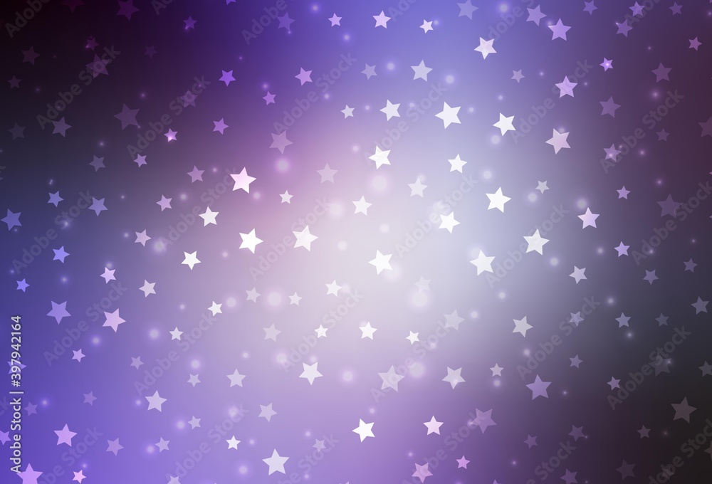 Light Purple vector template with ice snowflakes, stars. Light Purple vector template with ice snowflakes, stars.