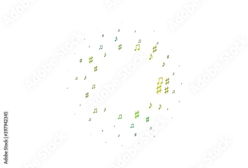 Light Blue  Yellow vector texture with musical notes.
