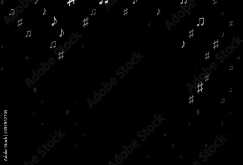 Dark Silver, Gray vector pattern with music elements.