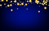 Yellow Twinkle Stars Vector Blue Background. 