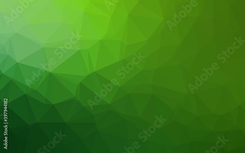 Light Green vector shining triangular pattern.