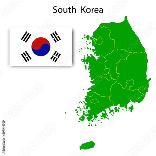 Retro abstract illustration with north korea silhouette on white background. Seoul map. North korea silhouette. Stock image. EPS 10.