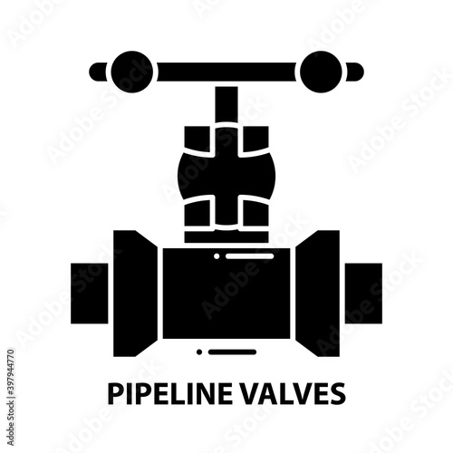 pipeline valves icon, black vector sign with editable strokes, concept illustration