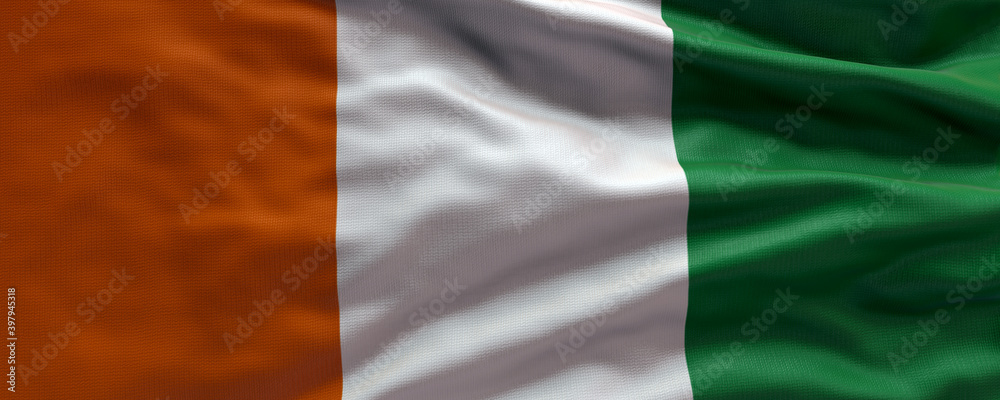 Waving flag of Cote d'Ivoire - Flag of Cote d'Ivoire - 3D flag background