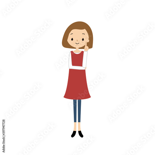 指をさす若い女性