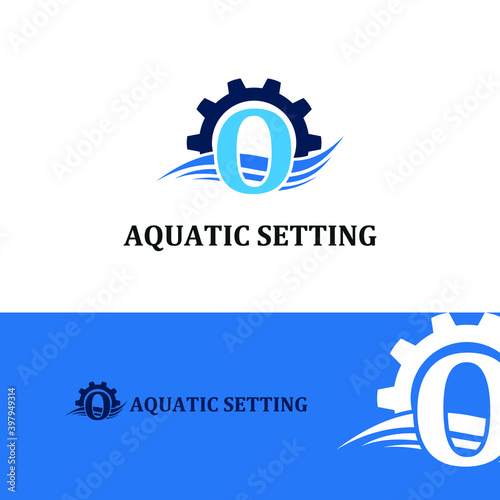 Initial O letter for swimming pools and aquatic venue repairing, setting and service company logo template 