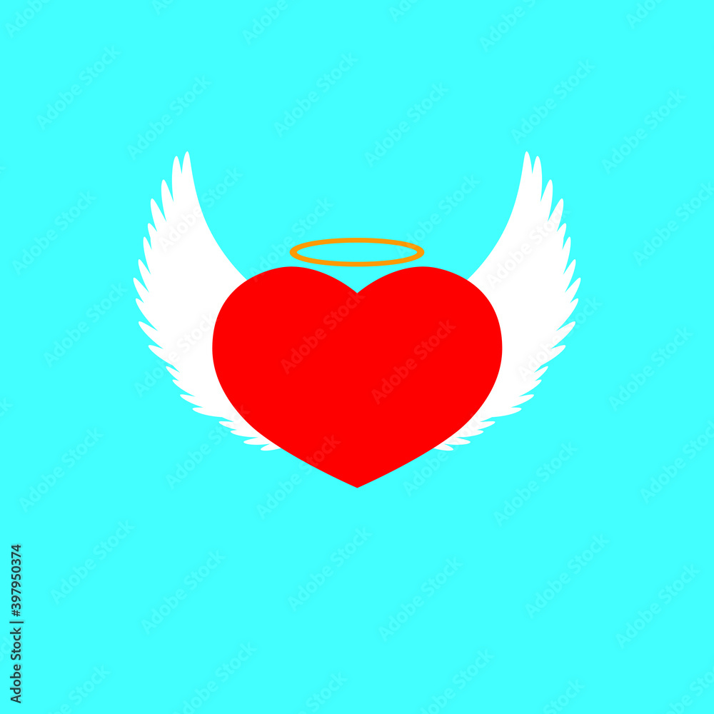 Heart with wings icon, flat graphic design template, love sign, Valentines Day symbol, vector illustration Heart with wings icon, flat graphic design template, love sign, Valentines Day symbol, vector illustration