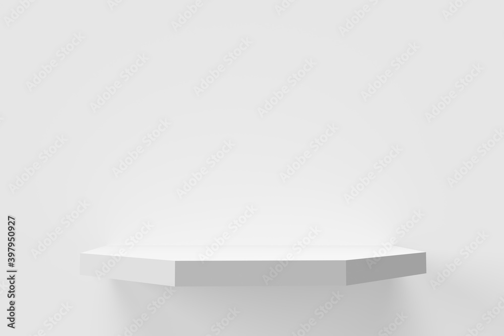 empty white shelf for exhibit.Product Stand 3d render. empty white shelf for exhibit.Product Stand 3d render.