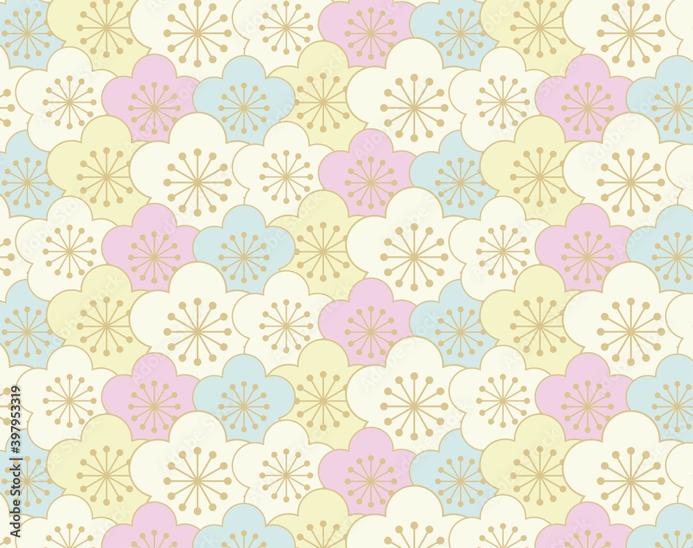 梅の花のシームレスパターン 和柄素材 和モダンな背景 Stock Vector Adobe Stock 梅の花のシームレスパターン 和柄素材 和モダンな背景 Stock Vector Adobe Stock