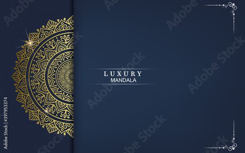 Luxury gold mandala ornate background for wedding invitation, book cover with mandala element style premium vector