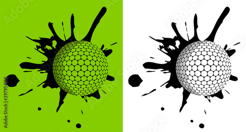 sport ball for golf hit the wall with splashes. Golf equipment. Isolated vector