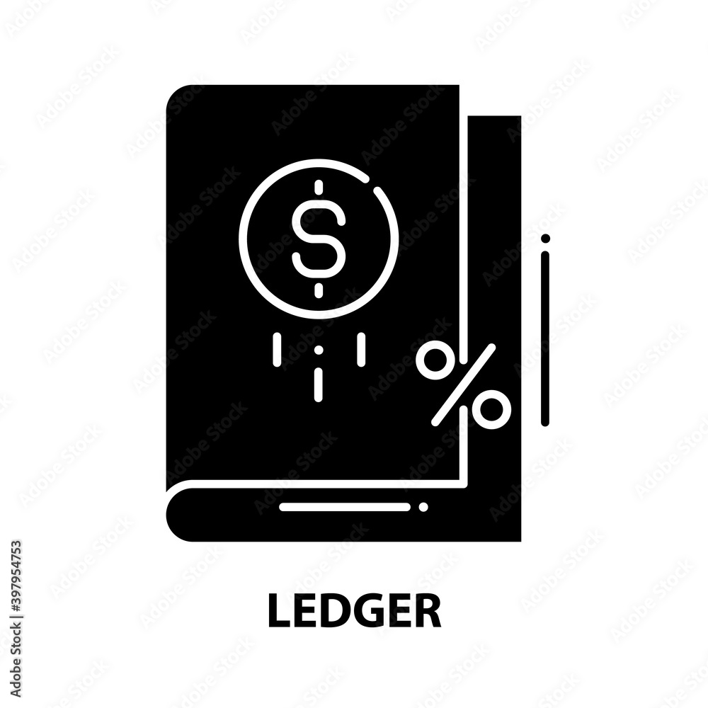 ledger symbol icon, black vector sign with editable strokes, concept illustration ledger symbol icon, black vector sign with editable strokes, concept illustration
