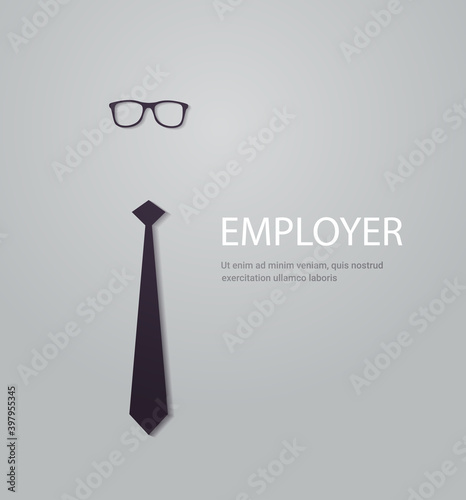 employee hiring and staff recruitment poster with tie and glasses new employee search advertisement concept copy space vector illustration