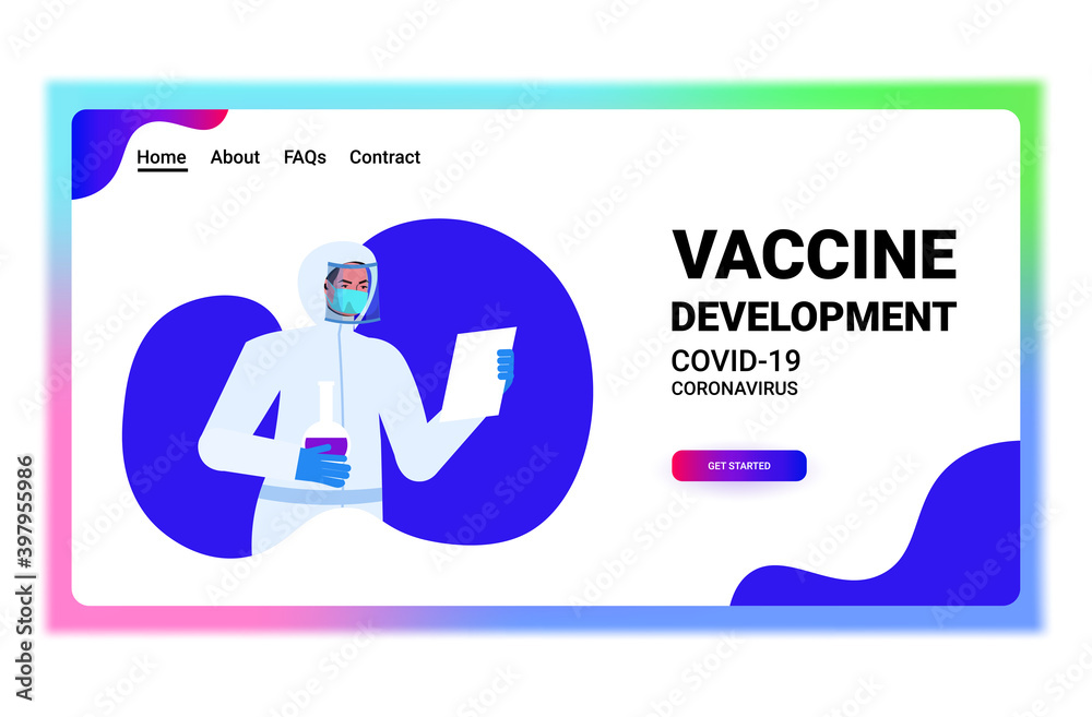 scientist resarcher holding test tube in lab coronavirus vaccine development fight against covid-19 concept horizontal portrait copy space vector illustration scientist resarcher holding test tube in lab coronavirus vaccine development fight against covid-19 concept horizontal portrait copy space vector illustration