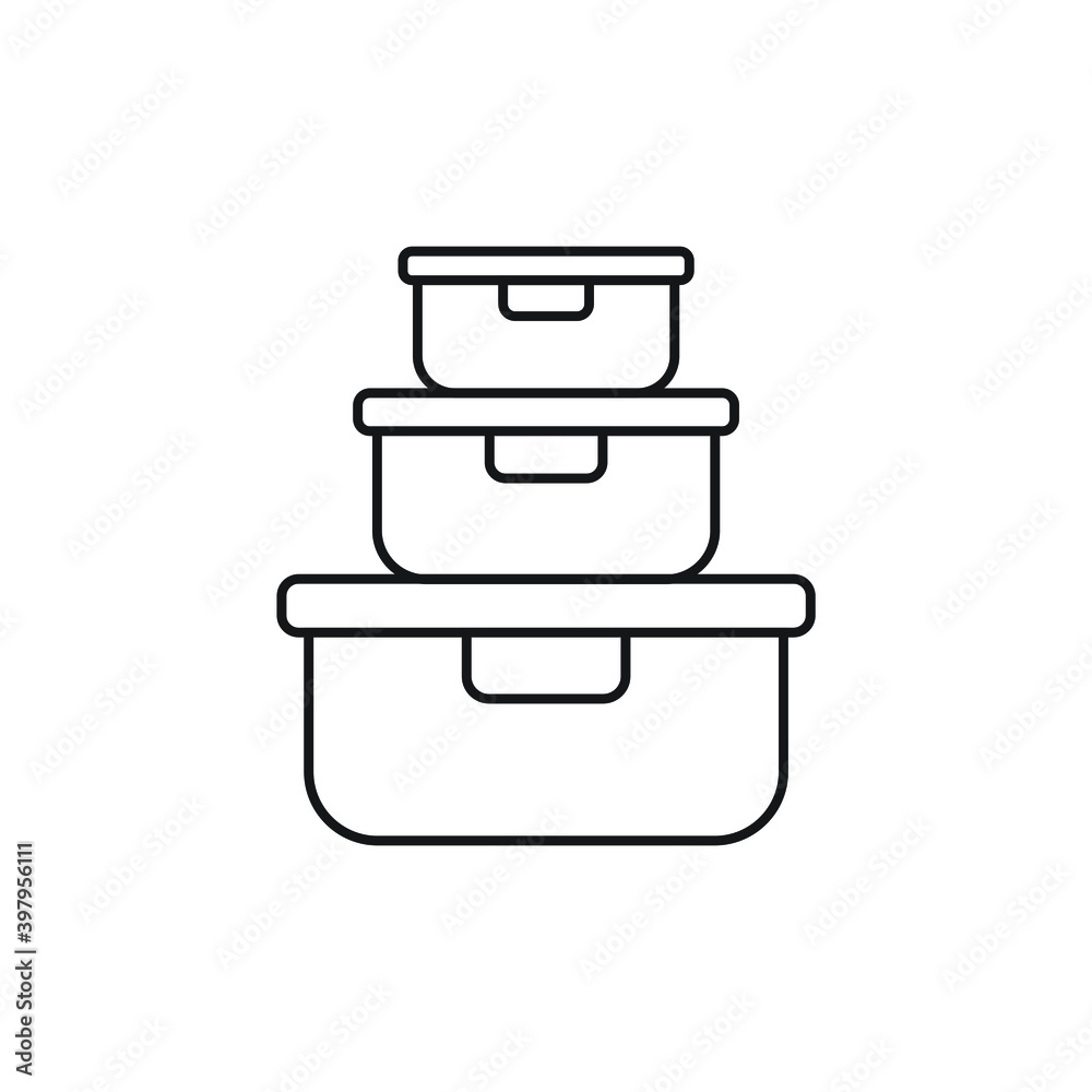 Plastic food containers icon design isolated on white background Plastic food containers icon design isolated on white background