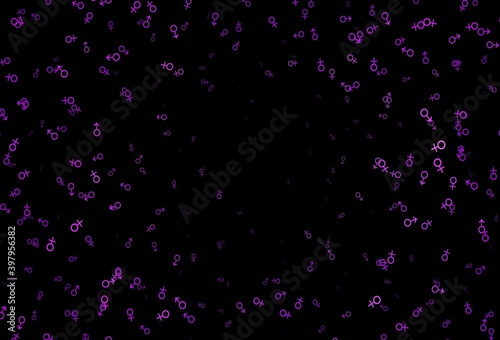 Dark purple vector texture with male, female icons.