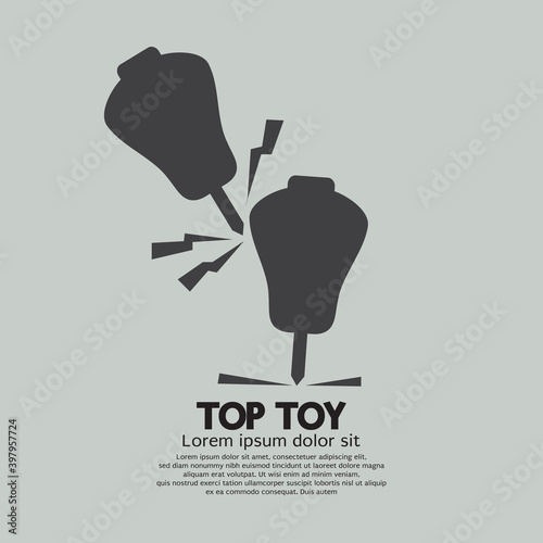 Flat Design Playing A Top Toy Black Symbol Vector Illustration.