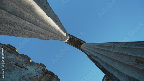 View of Aizanoi Ancient City at Kutahya in Turkey. 4K Footage in Turkey.