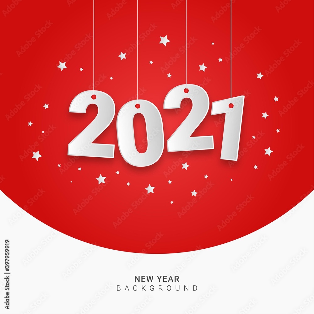 2021 New Year with Red Background. Good used for Your Feed, Brochure, Flyer, and Poster Background.