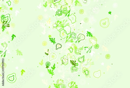 Light Green  Yellow vector pattern with random forms.