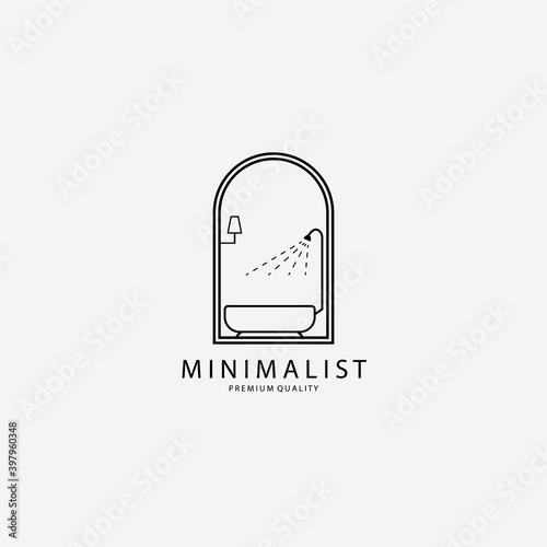 Furniture Bathroom Logo Vector Illustration Design Line Art Emblem
