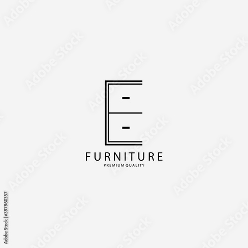 Furniture Cupboard Logo Vector Illustration Design Line Art