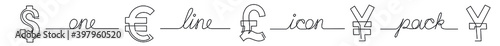 one line icon pack of world currencies