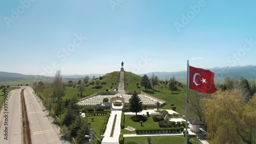 Aerial view of The Dumlupinar Martyrdom at Kutahya in Turkey. photo