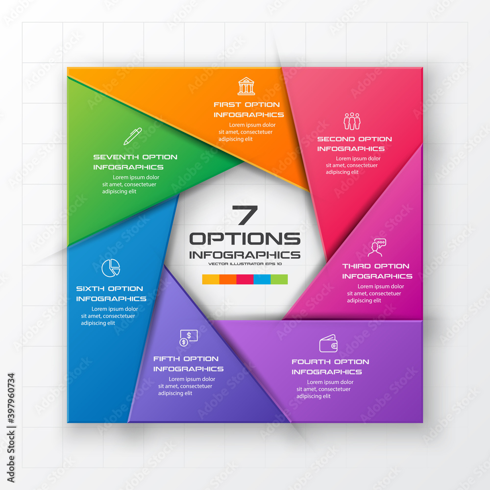 Business infographics template 7 steps with square,Element for design invitations,Vector illustration. Business infographics template 7 steps with square,Element for design invitations,Vector illustration.