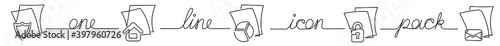 one line icon pack of documents protection home stats