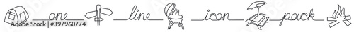 one line icon pack of tourist park grill