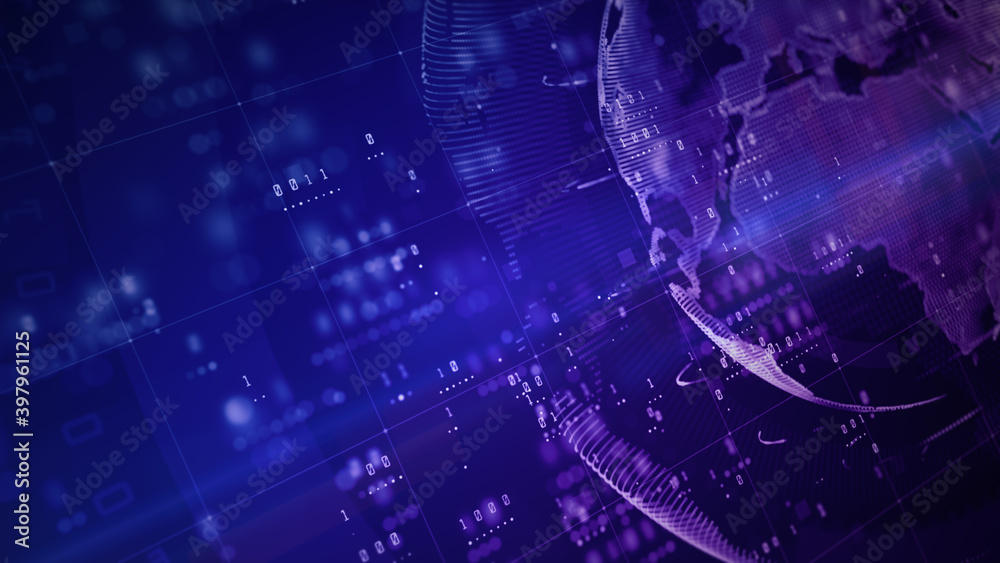 Naklejka premium Technology Network Digital Data Connection, Cyber Security digital data, Global 5g high speed internet connection and Big data analysis process future background concept. 3d rendering