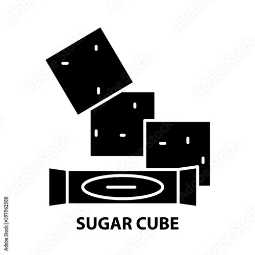 sugar cube icon, black vector sign with editable strokes, concept illustration