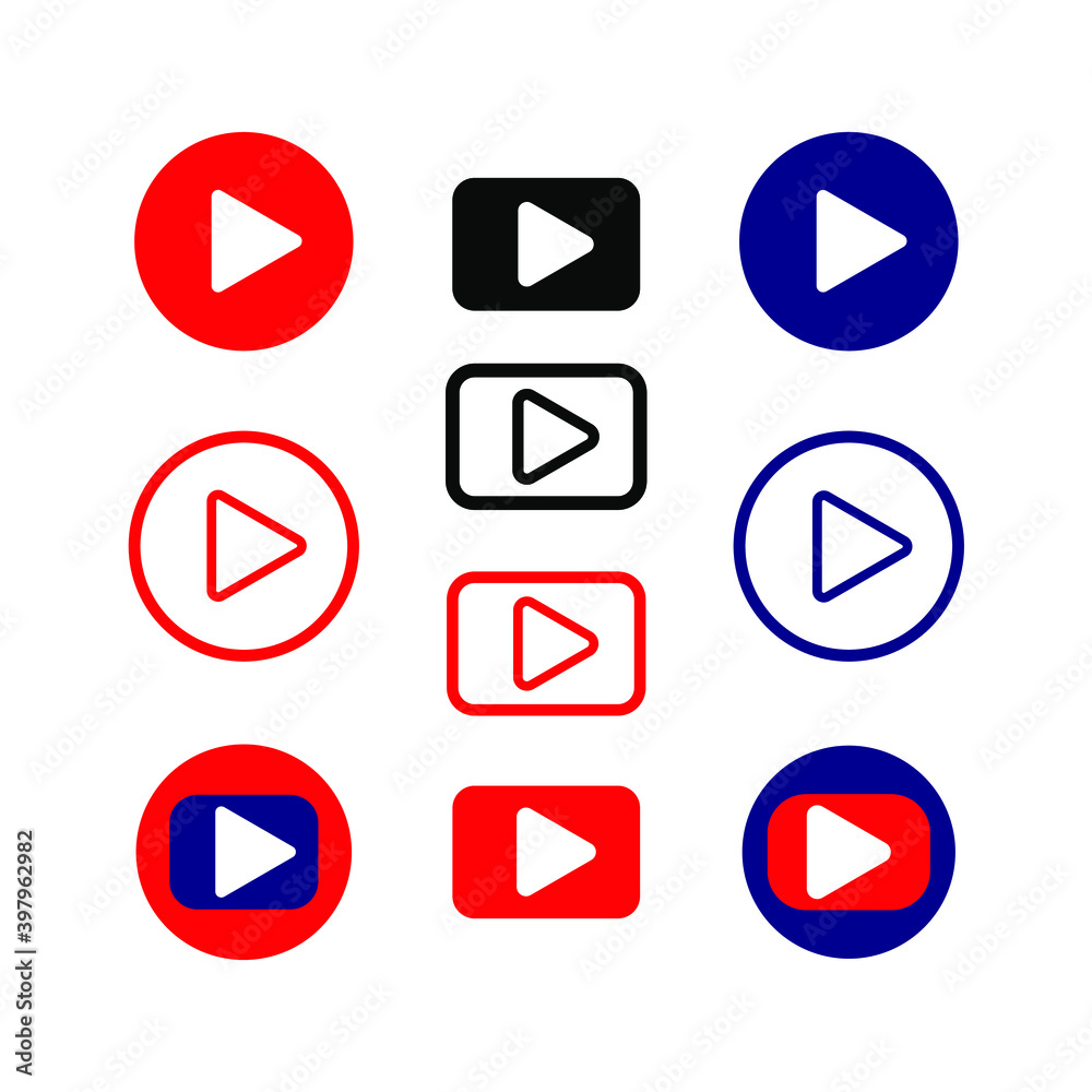Play button vector set. Media player symbol collection. Play button vector set. Media player symbol collection.