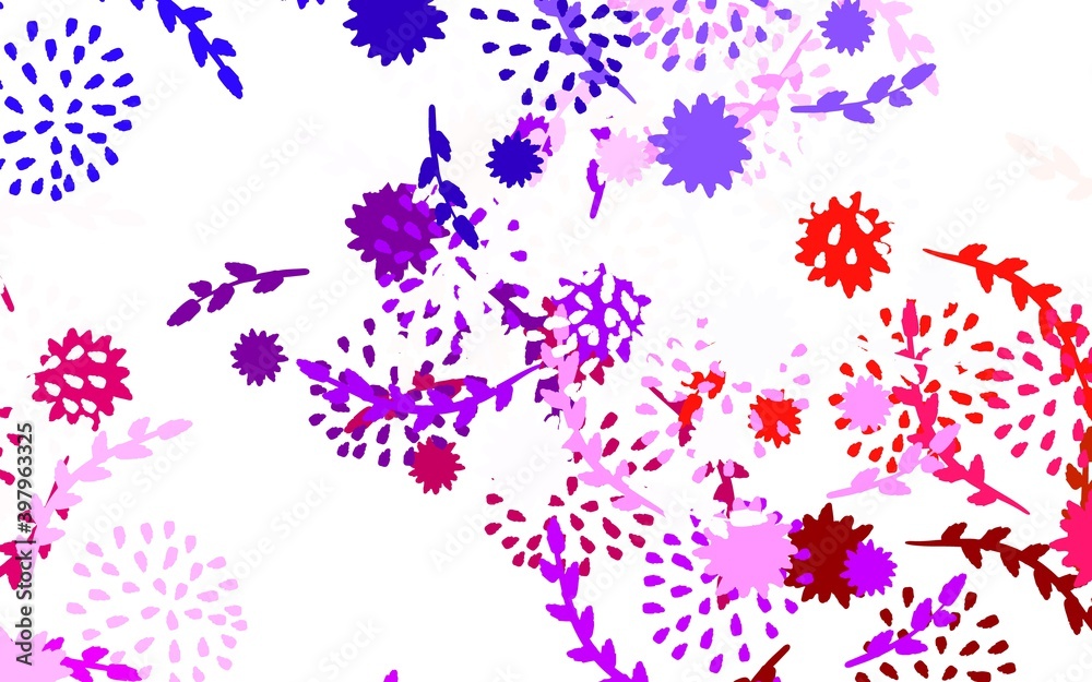 Light Blue, Red vector doodle background with flowers, roses. Light Blue, Red vector doodle background with flowers, roses.