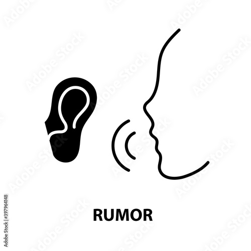 rumor icon, black vector sign with editable strokes, concept illustration