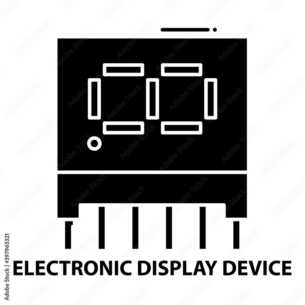 electronic display device icon, black vector sign with editable strokes, concept illustration electronic display device icon, black vector sign with editable strokes, concept illustration