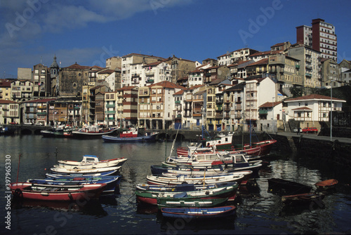 Vintage photo   Bermeo fishing port  Cantabrian Sea  Bizkaia  Basque Country  Spain  Europe