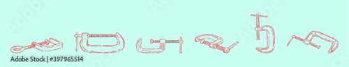 set of clamp cartoon design template with various models. vector illustration isolated on background