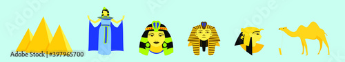 set of cleopatra cartoon icon design template with various models. vector illustration isolated on blue background